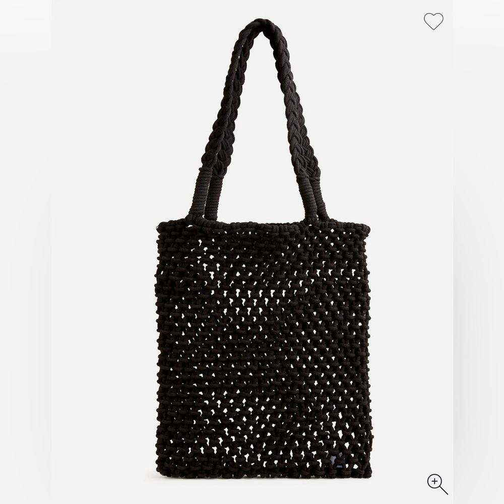J. Crew Cadiz Hand Knotted Rope Beach Tote, Black • NWT